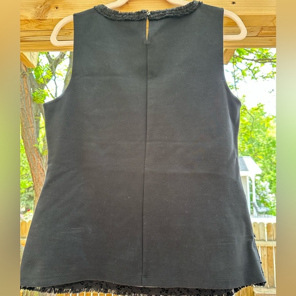 J. Crew NWOT Black Tweed Lace Overlay Sleeveless Top Blouse Medium Fully Lined - Picture 10 of 15